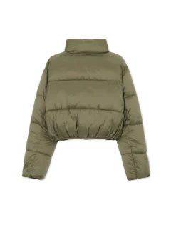 Discount Oliwkowa kurtka puffer Kurtki, Płaszcze