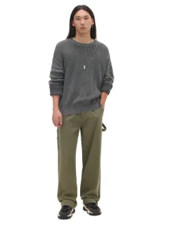 Clearance Oliwkowe spodnie wide leg Baggy|Spodnie