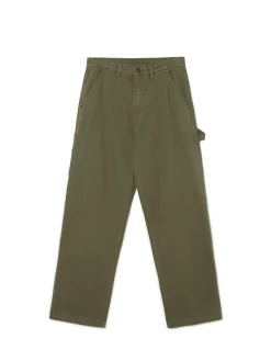 Clearance Oliwkowe spodnie wide leg Baggy|Spodnie