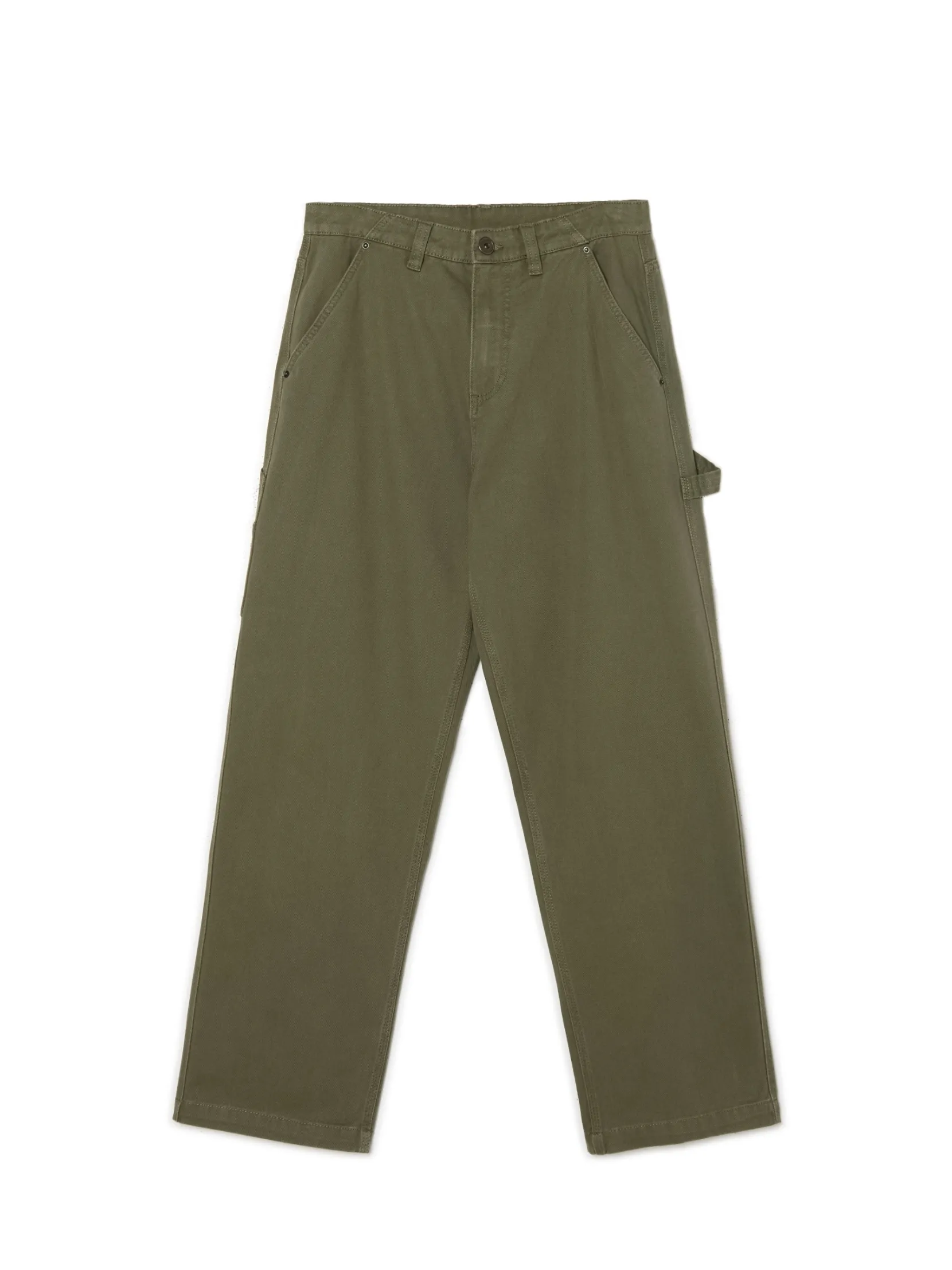Clearance Oliwkowe spodnie wide leg Baggy|Spodnie