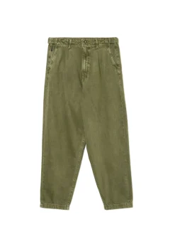 Hot Oliwkowe szerokie chinosy Baggy|Spodnie
