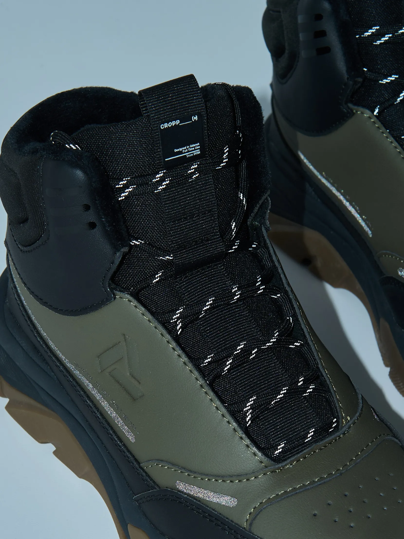 Sale Oliwkowe wysokie sneakersy na zimę Sneakersy|Za Kostkę