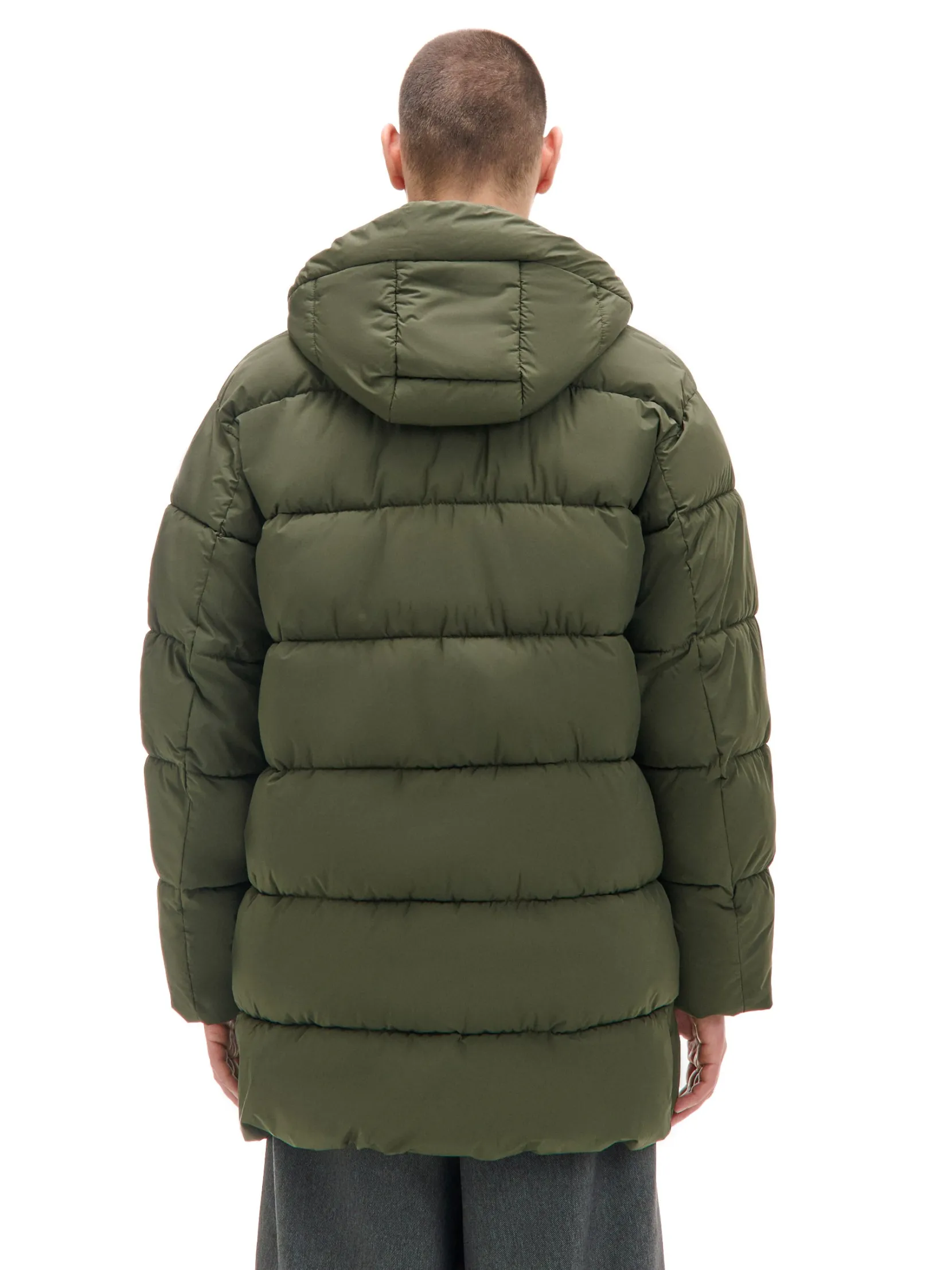 Fashion Oliwkowy pikowany płaszcz z kapturem Kurtki Zimowe|Kurtki, Płaszcze