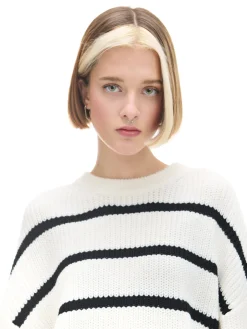 Best Pasiasty sweter z szerokim rękawem Swetry