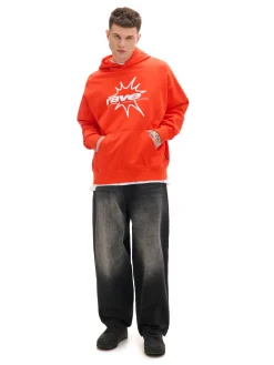 New Pomarańczowa bluza hoddie i nadrukiem Bluzy