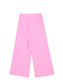 Best Różowe spodnie tailoring w paski Spodnie