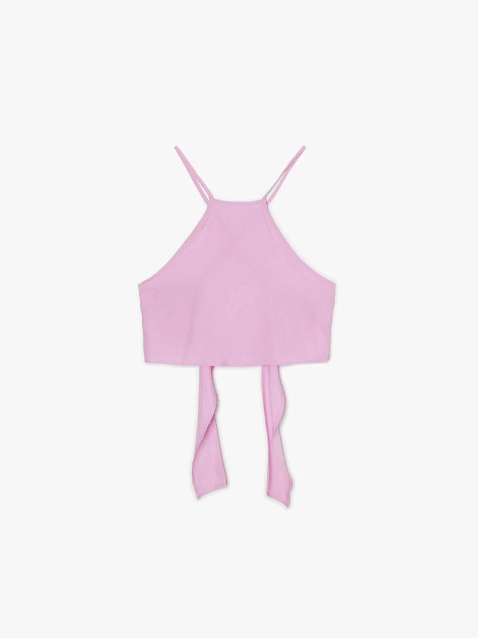 Best Różowy crop top z ozdobnym wiązaniem Koszule, Bluzki