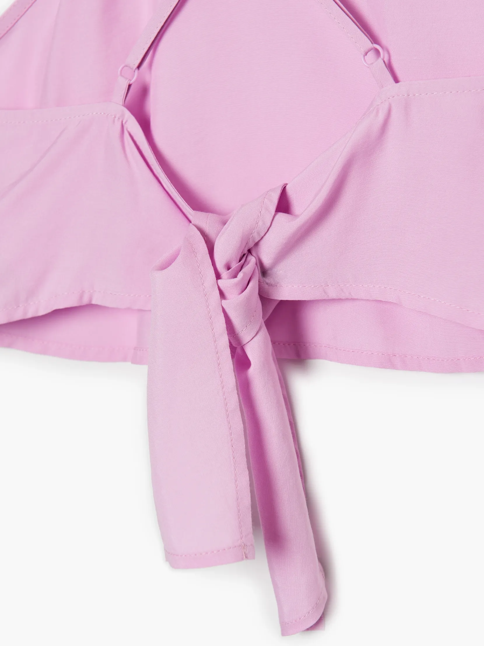 Best Różowy crop top z ozdobnym wiązaniem Koszule, Bluzki