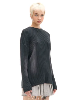 Fashion Sweter oversize z efektem sprania Swetry