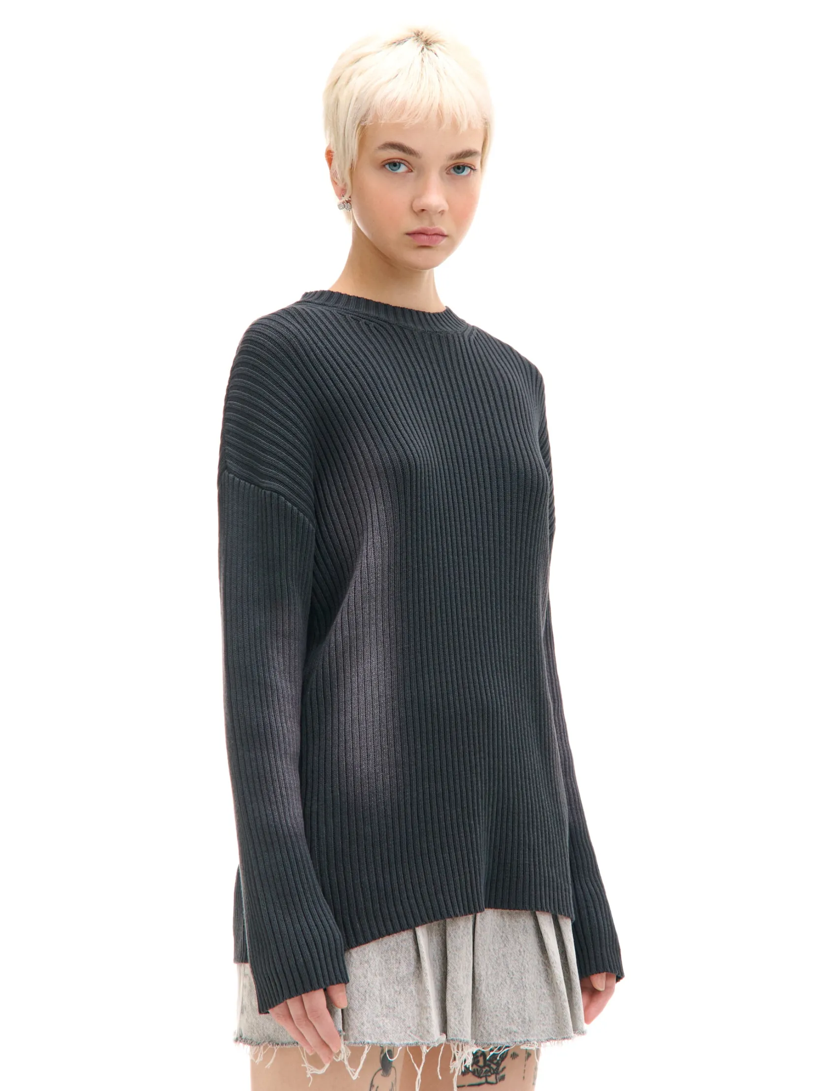 Fashion Sweter oversize z efektem sprania Swetry