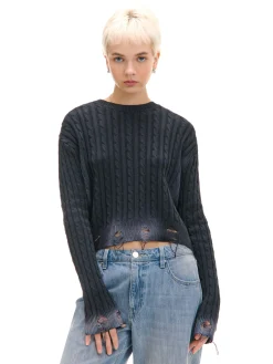 Outlet Sweter z miejscowym efektem wybielenia Swetry