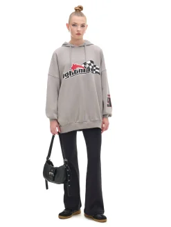Sale Szara bluza z motywem racingowym UNISEX Unisex|Unisex