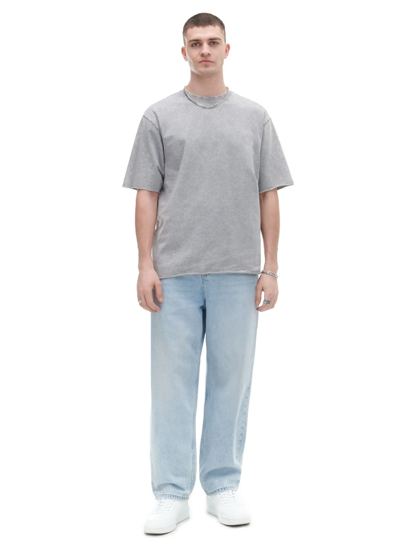Fashion Szara koszulka acid wash Koszulki