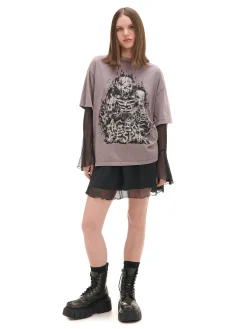 Discount Szara koszulka z motywem kościotrupów UNISEX Unisex|Unisex