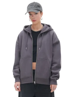 Clearance Szara rozpinana bluza oversize Bluzy