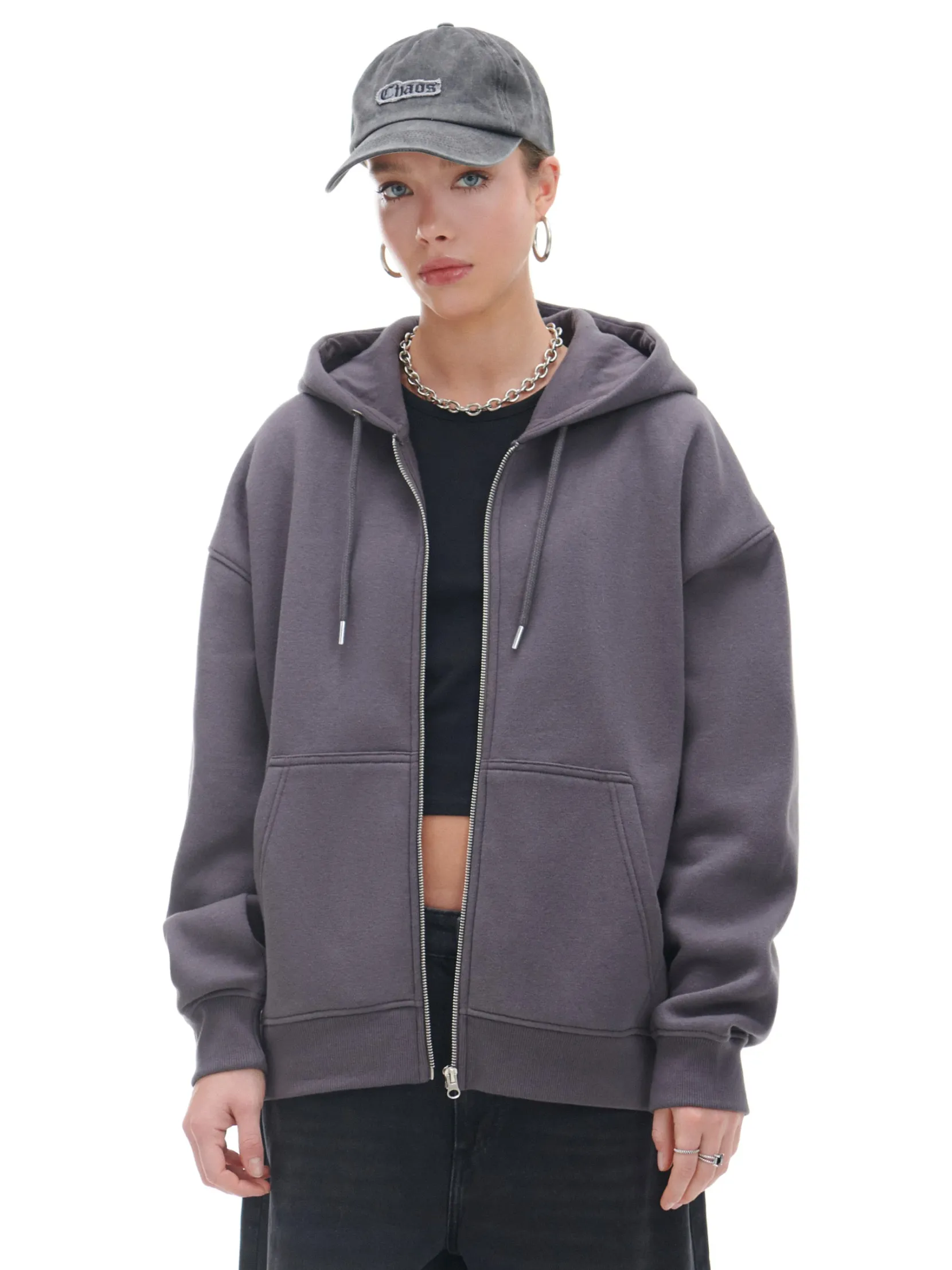 Clearance Szara rozpinana bluza oversize Bluzy