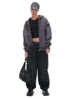 Clearance Szara rozpinana bluza oversize Bluzy