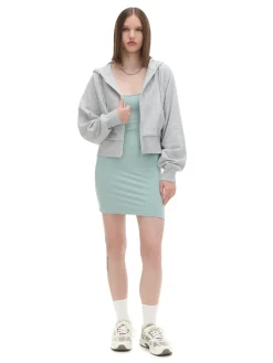 Outlet Szara rozpinana bluza z kapturem Bluzy