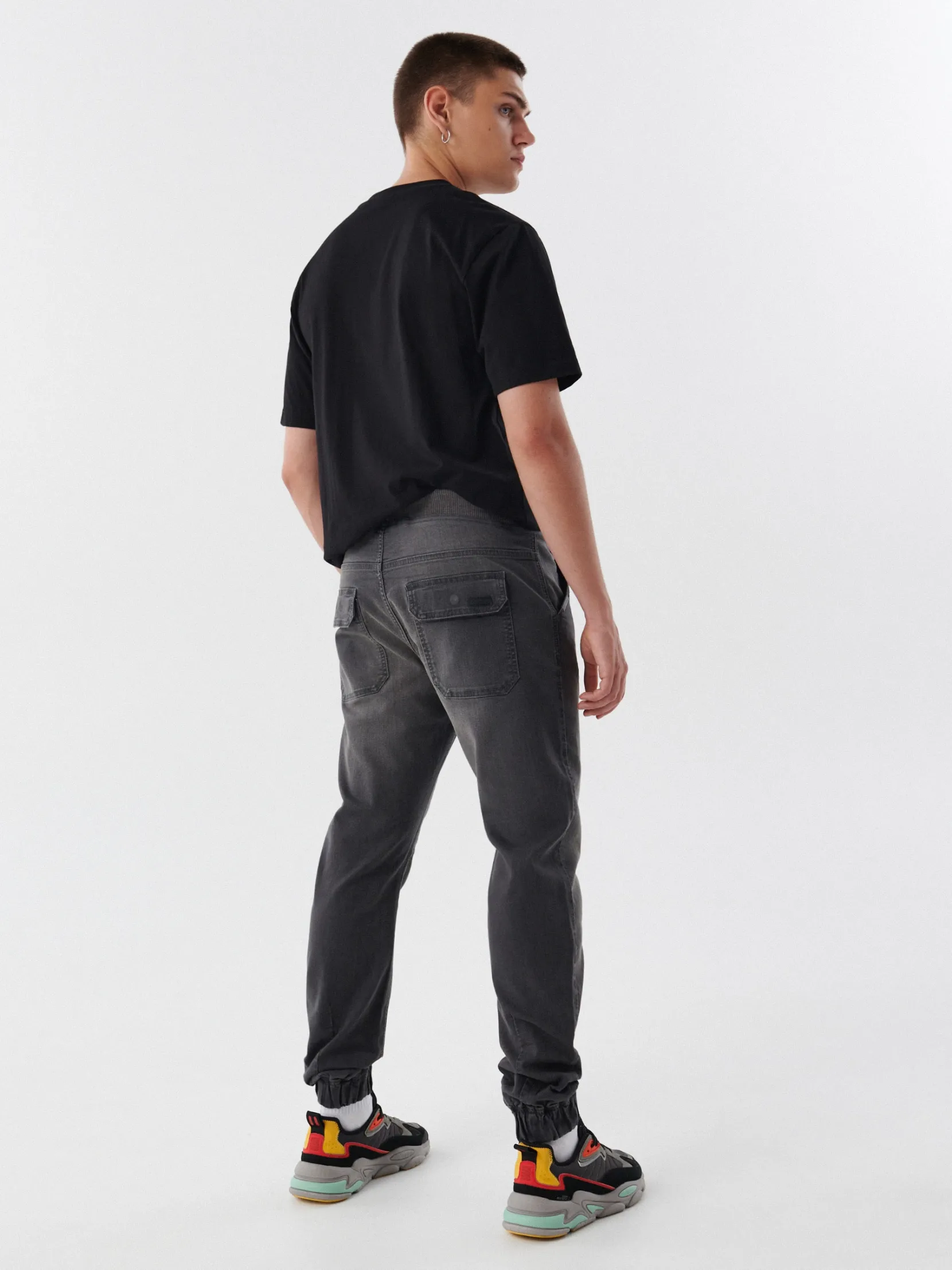 Fashion Szare jeansowe joggery Jeansy