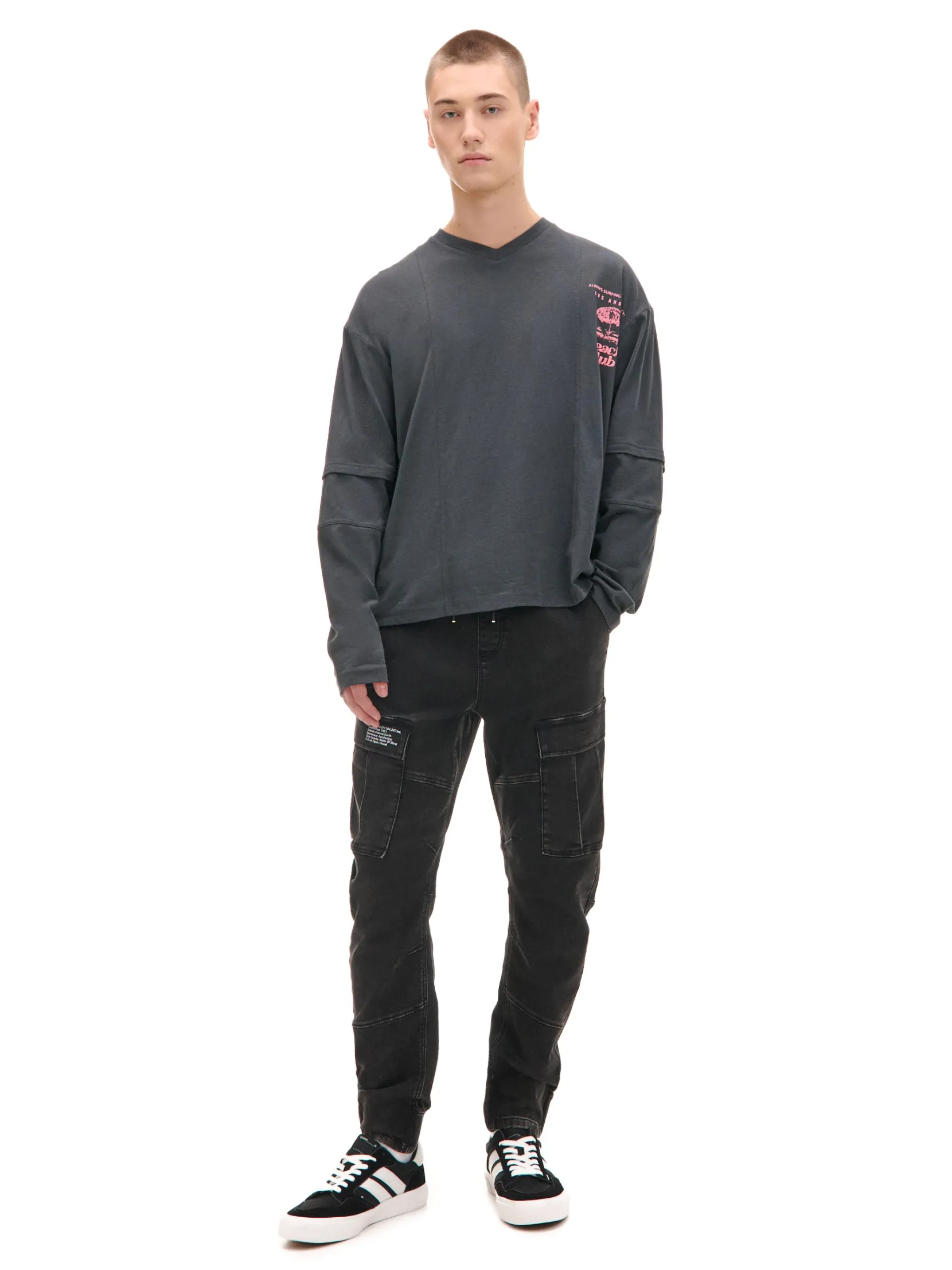 New Szare jeansy jogger z kieszeniami cargo Jeansy