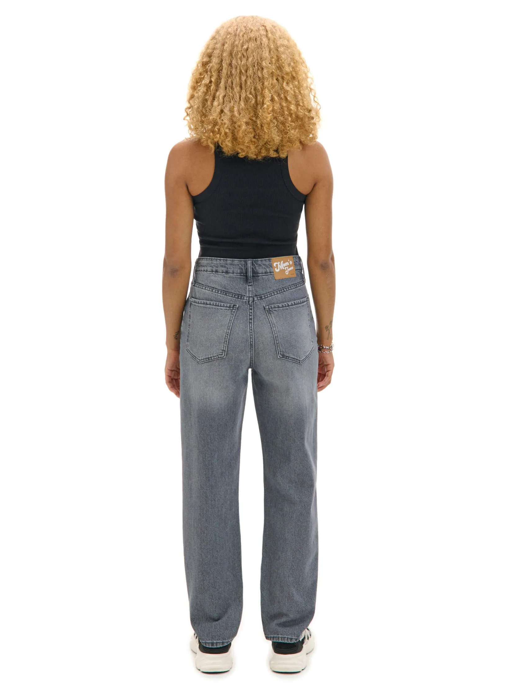 Sale Szare jeansy mom z wysokim stanem Jeansy