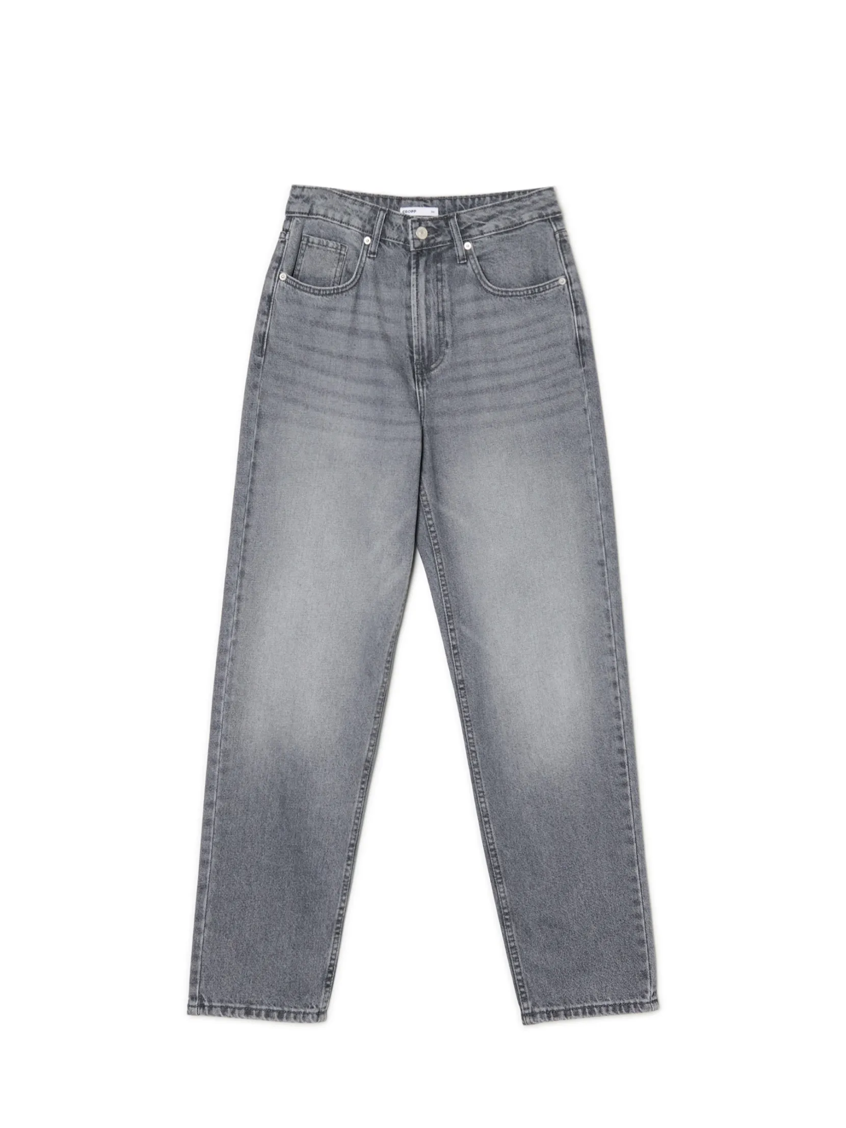 Sale Szare jeansy mom z wysokim stanem Jeansy