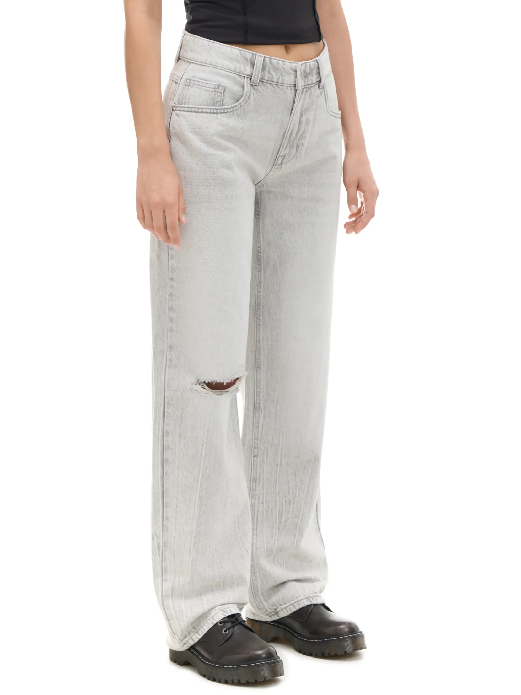 Fashion Szare jeansy straight Jeansy