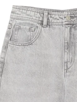 Fashion Szare jeansy straight z efektem sprania Jeansy