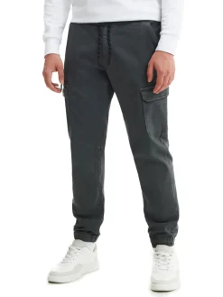 Sale Szare joggery basic z kieszeniami cargo Spodnie