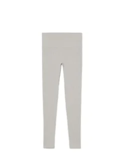 Discount Szare prążkowane legginsy Spodnie