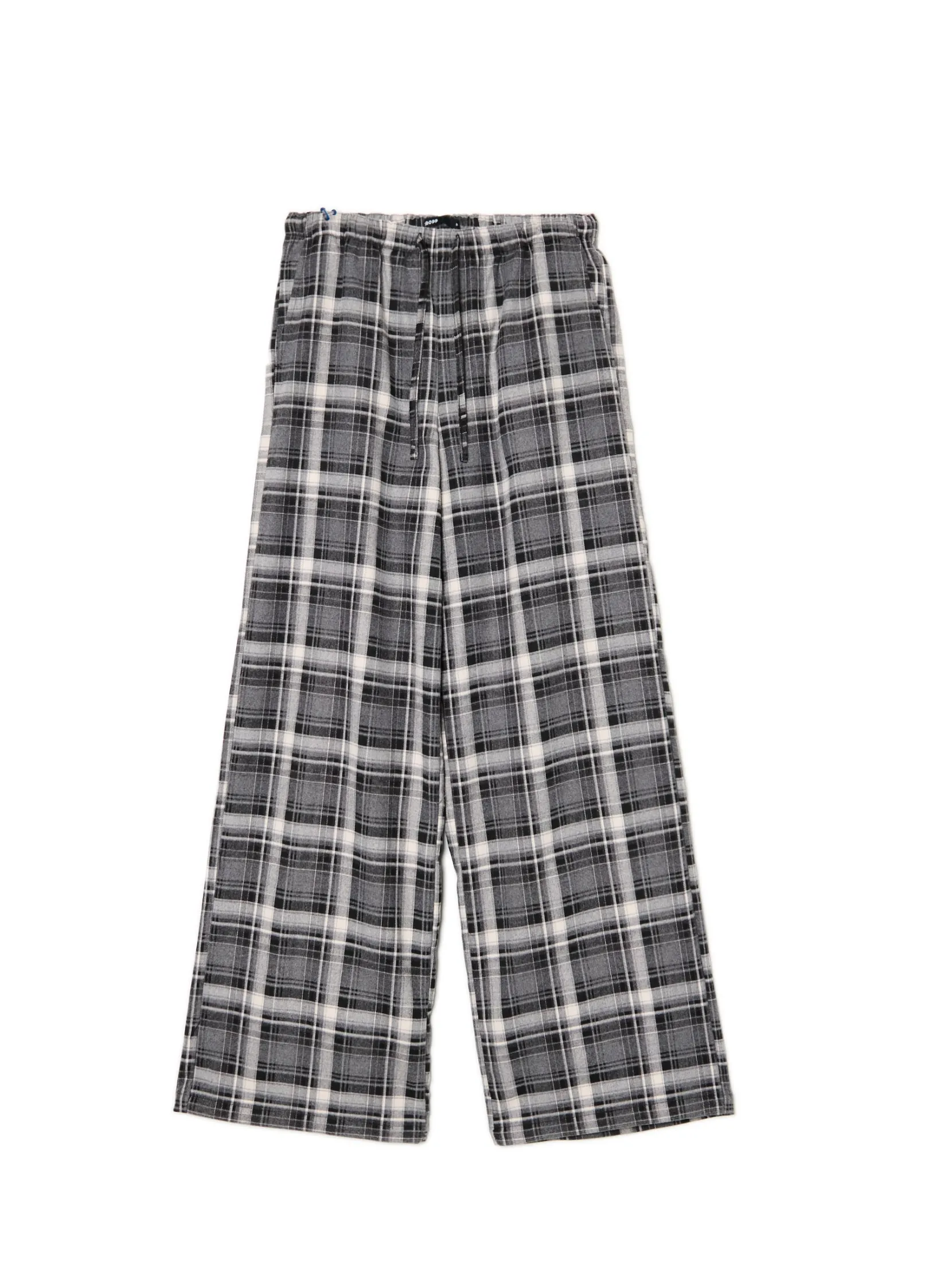 Clearance Szare spodnie baggy w kratę Spodnie