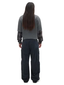 Fashion Szare spodnie loose z kieszeniami cargo Spodnie