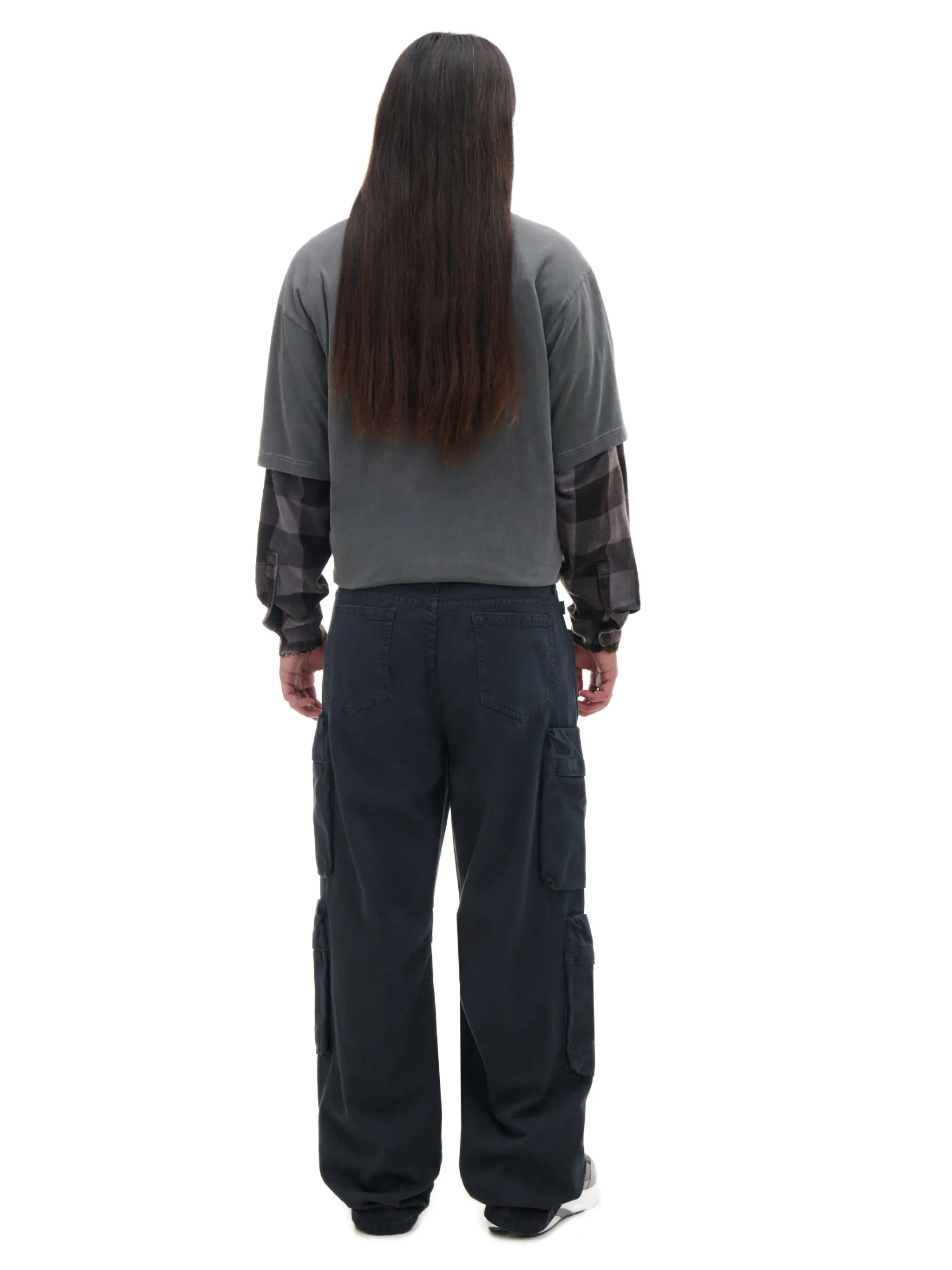 Fashion Szare spodnie loose z kieszeniami cargo Spodnie