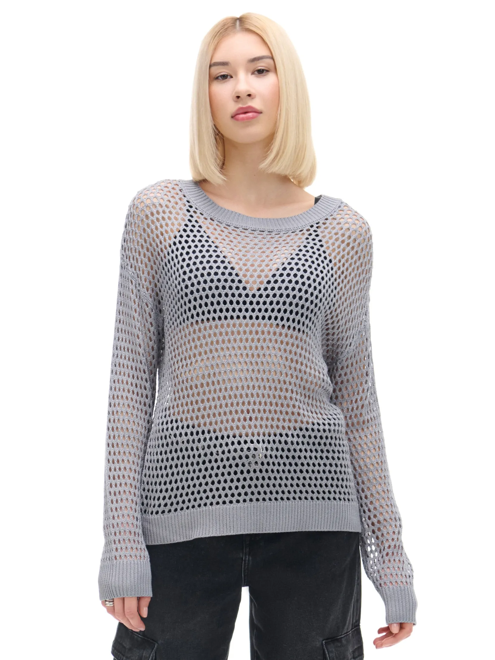 Clearance siatkowy sweter Swetry
