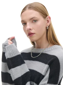 Fashion sweter w czarne paski Swetry