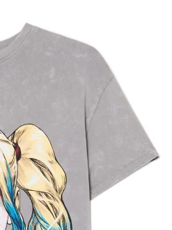 Outlet Szary T-shirt oversize Harley Quinn Koszulki, Topy
