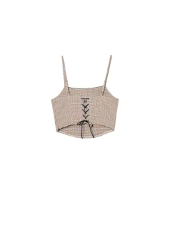 Fashion Top ze wzorem w kratę Koszulki, Topy|Sety
