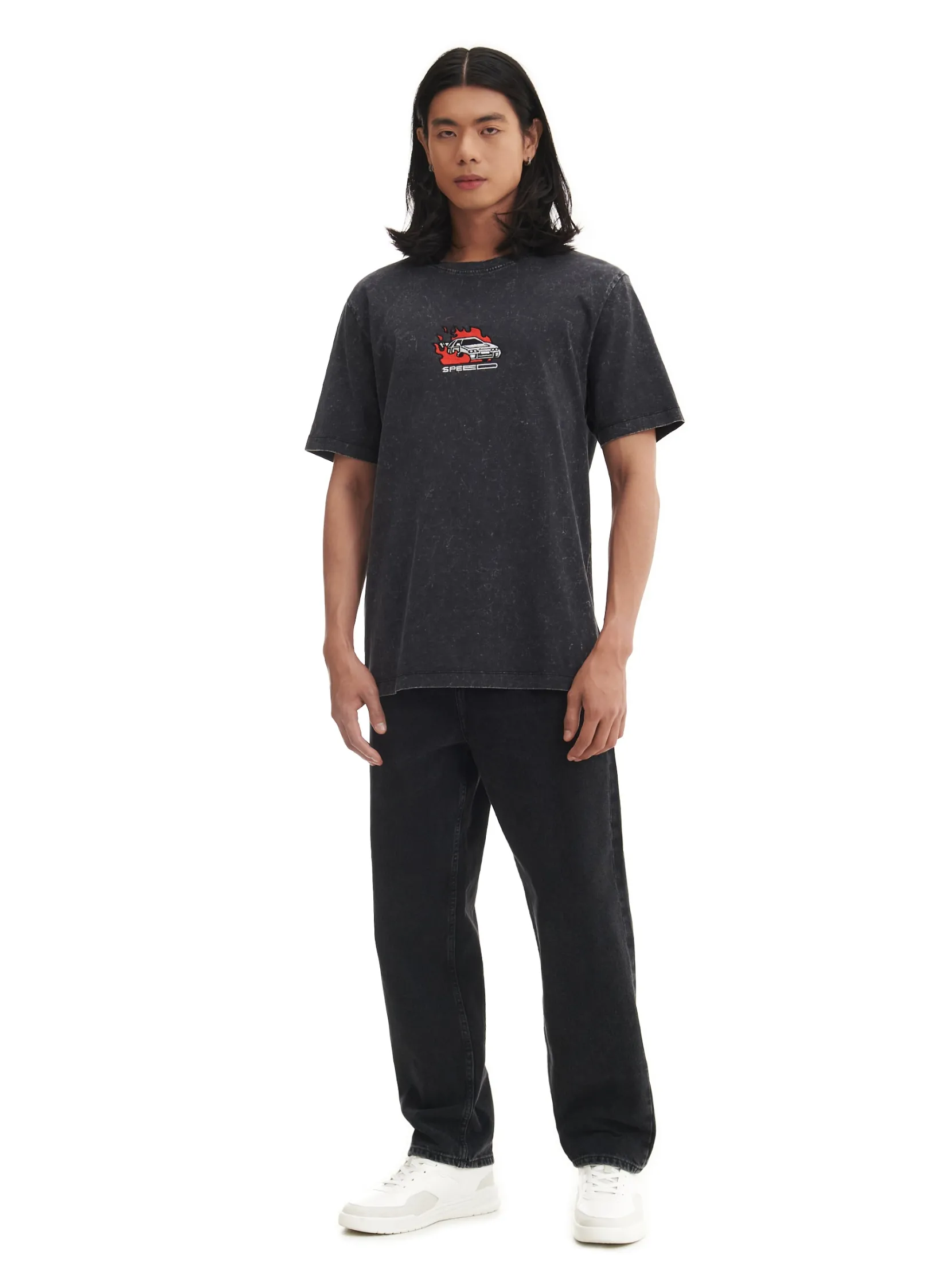 Sale T-shirt z efektem acid wash Koszulki
