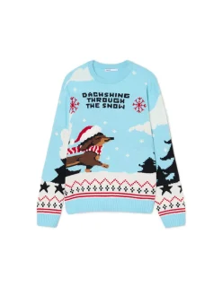 Best Świąteczny sweter z jamnikiem Ubrania Świąteczne|Swetry