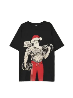 Hot Świąteczny T-shirt z Mikołajem Ubrania Świąteczne|Koszulki