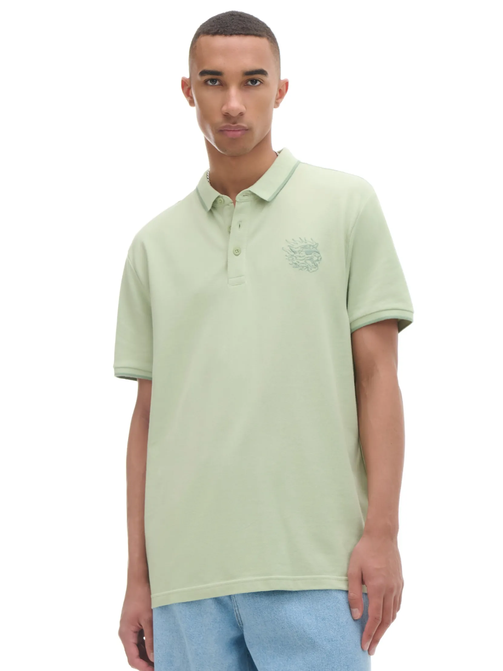 Discount Zielona koszulka polo z haftem Koszulki